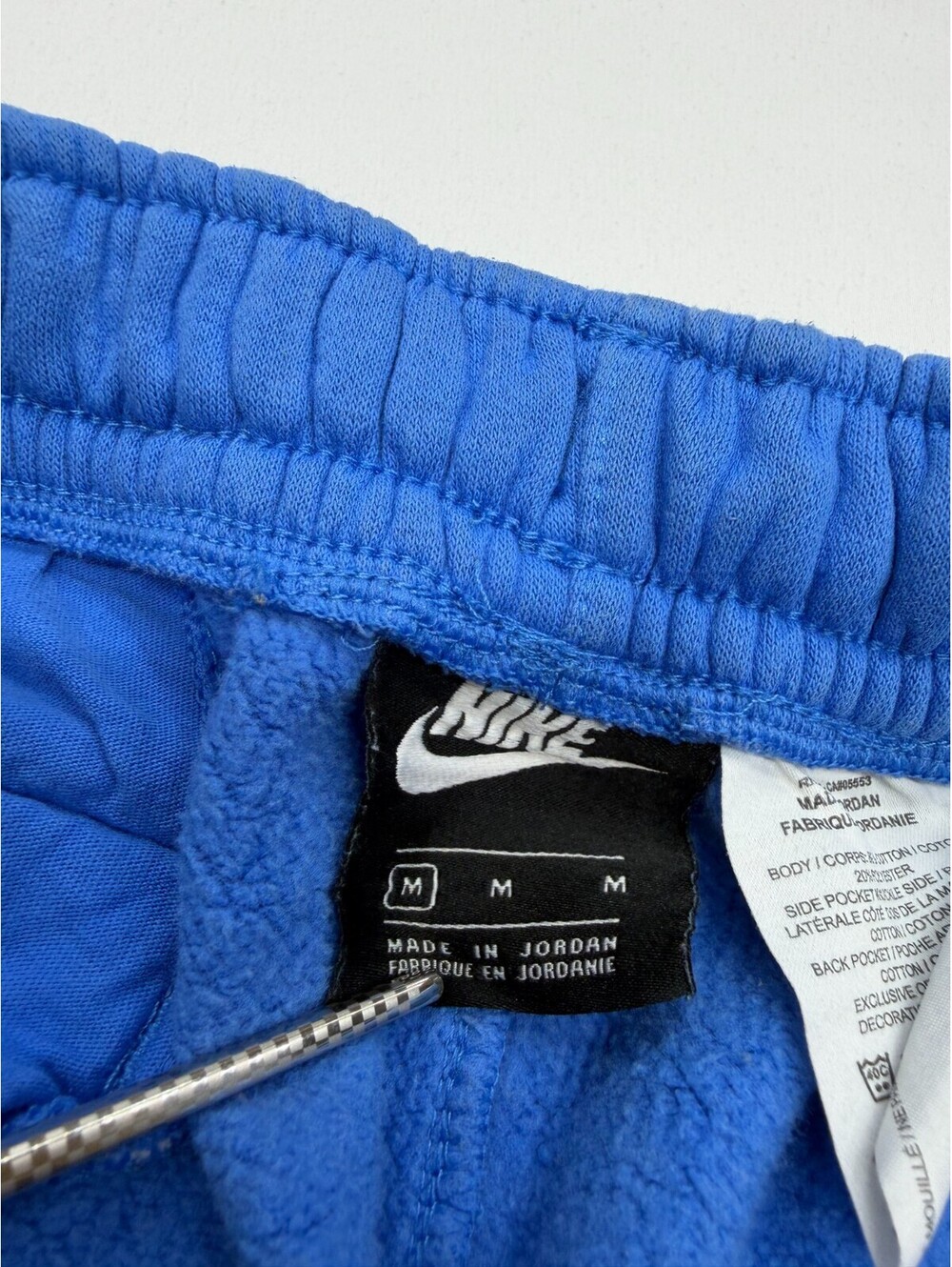 Nike Men's Shorts Sweat Fleece Logo Drawstring Solid Slash Pocket Size M Blue - Picture 7 of 8